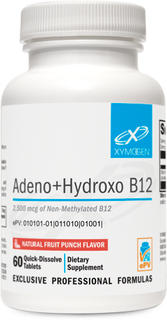 XYMOGEN®, Adeno+Hydroxo B12 Natural Fruit Punch Flavor 60 Tablets