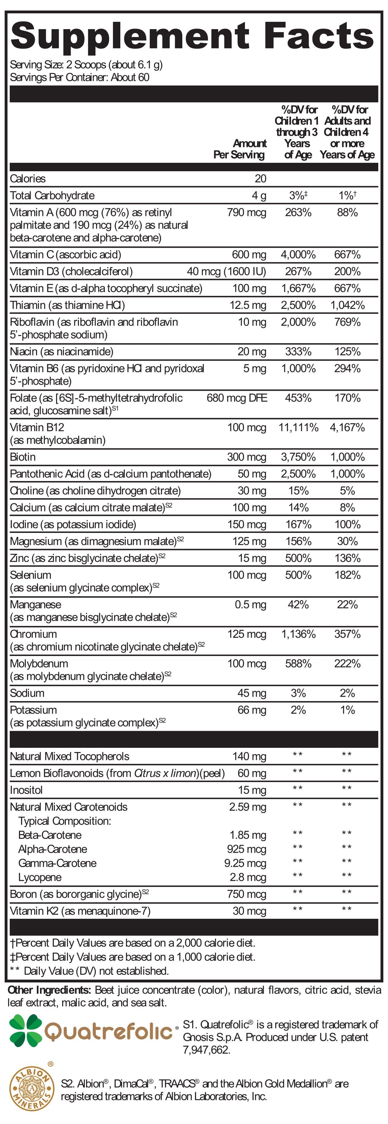 XYMOGEN®, ActivNutrients® without Copper & Iron Multivitamin Powder Fruit Punch 60 Servings