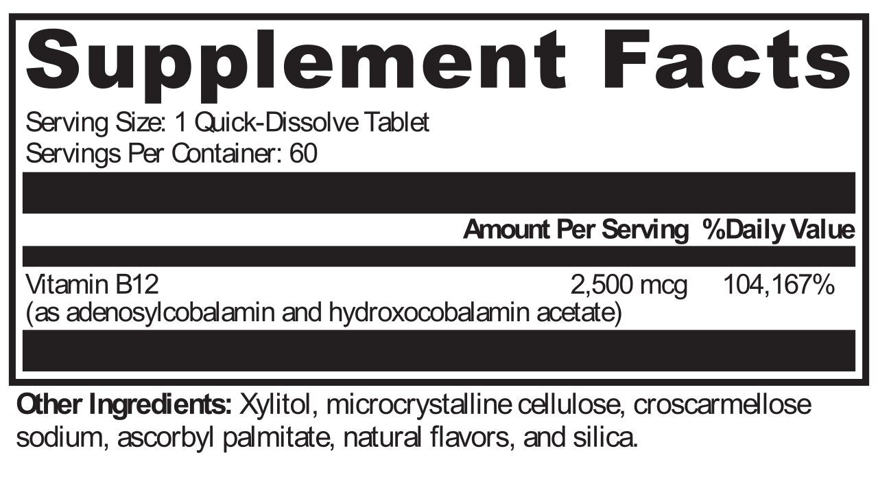 XYMOGEN®, Adeno+Hydroxo B12 Natural Fruit Punch Flavor 60 Tablets