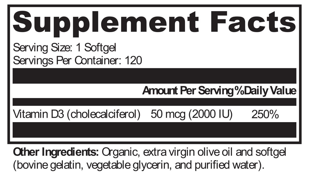 XYMOGEN®, D3 2000 120 Softgels